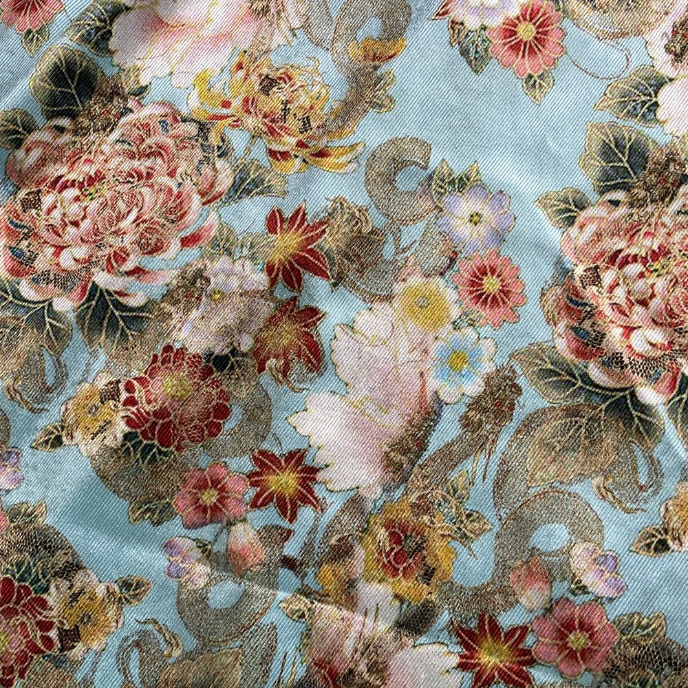 Urban Outfitters Light Blue Satin Slip Dress with Floral Accents - Picture 9 of 9